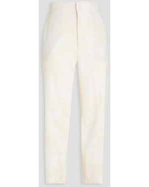 BITE STUDIOS Cropped Wool-jacquard Straight-leg Trousers - White
