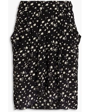 Isabel Marant Kinali Pleated Floral-print Silk Crepe De Chine Skirt - Black