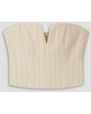 Zimmermann Luminosity Pinstriped Wool And Cotton-blend Herringbone Bustier Top - Natural
