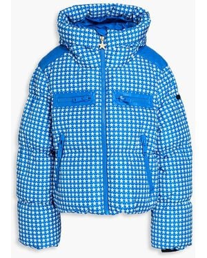 Goldbergh Track Quilted Printed Hooded Down Ski Jacket - Blue