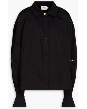 Aje. Camille Embellished Cutout Cotton-poplin Shirt - Black