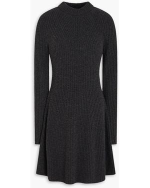 Theory Ribbed Wool And Cashmere-blend Mini Dress - Black