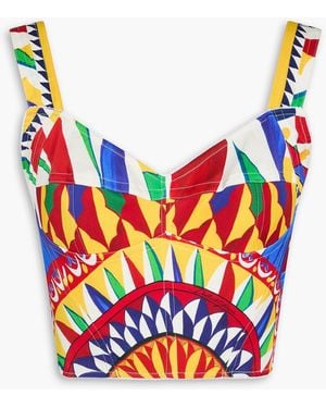 Dolce & Gabbana Printed Silk-blend Bustier Top - Multicolour