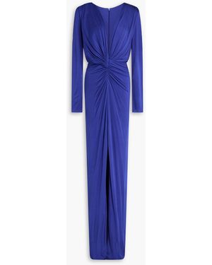 Costarellos Ruched Stretch-jersey Gown - Blue