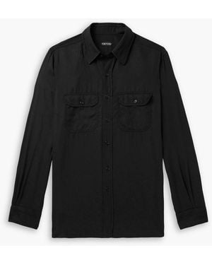 Tom Ford Slim-Fit Cotton-Twill Shirt - Black