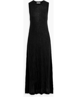 Helmut Lang Crinkled Merino Wool-blend Midi Dress - Black