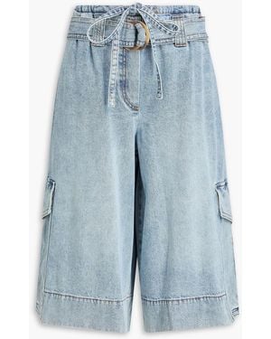 Zimmermann Belted Denim Shorts - Blue
