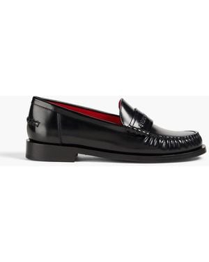 Ferragamo Embossed Glossed-leather Loafers - Black