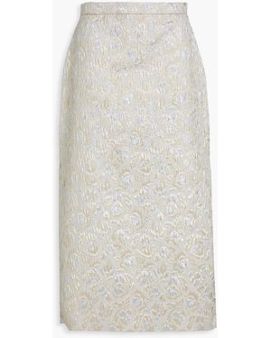 Erdem Pleated Cloqué Midi Skirt - White