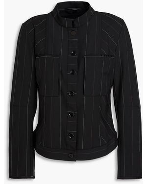 High Pinstriped Stretch-Twill Jacket - Black