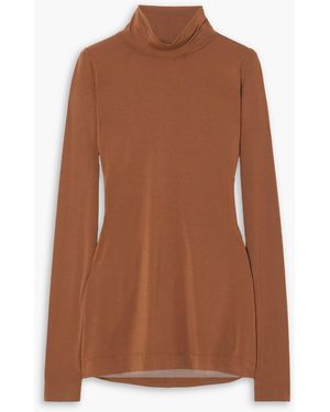 Commando Stretch-modal Jersey Turtleneck Top - Brown