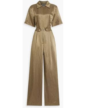 Sandro Belted Satin Jumpsuit - Natural
