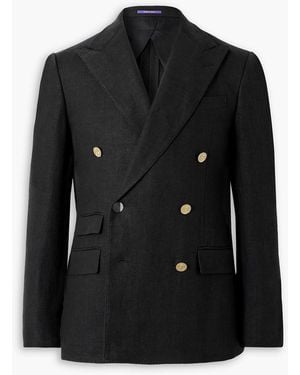 Ralph Lauren Kent Slim-Fit Double-Breasted Linen Blazer - Black