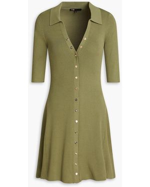 Maje Ribbed-knit Mini Dress - Green