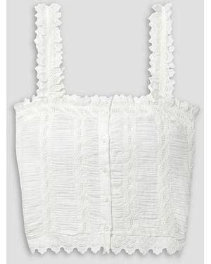 Doen Ari Broderie Anglaise And Ruched Organic Cotton-voile Top - White