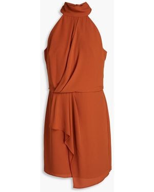 Halston Harlow Draped Crepe Mini Dress - Orange