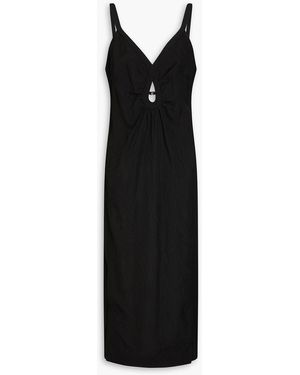 knee length dresses for ladies Margaret Floral Embroidered Midi Dress Yellow | Occasion Dress in Sizes  XXS6X