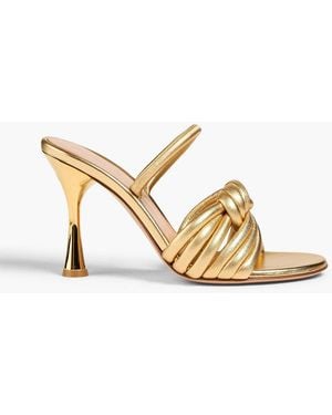 Gianvito Rossi Ottavia Knotted Leather Sandals - Metallic