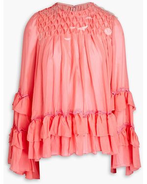 Huishan Zhang Tiered Sequin-embellished Silk-voile Blouse