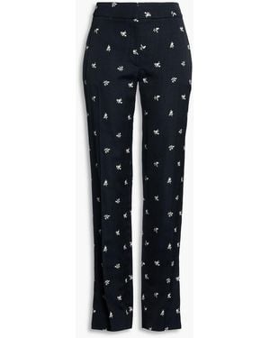 Erdem Floral-Jacquard Straight-Leg Trousers - Blue