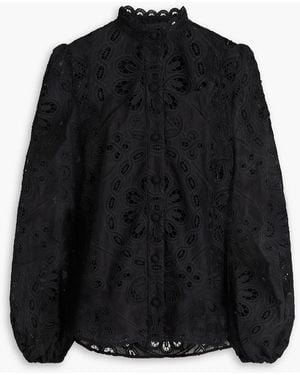 Zimmermann Bluse aus baumwolle mit lochstickerei - Schwarz