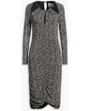 Isabel Marant Logane Cutout Printed Stretch-Jersey Midi Dress - Grey