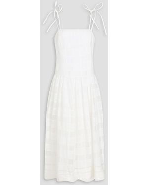 Rag & Bone Presley Checked Cotton And Cupro-Blend Midi Dress - White