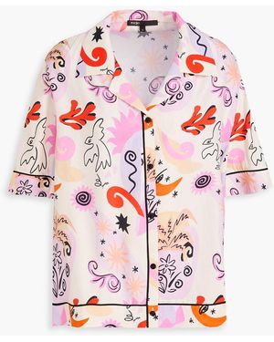 Maje Printed Silk-Satin Shirt - Red