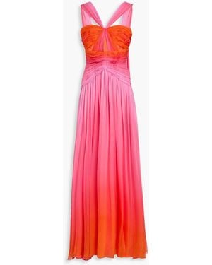 Zuhair Murad Dégradé Plissé-Voile Gown - Red