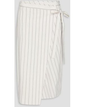Vince Wrap-effect Striped Denim Midi Skirt - White