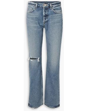 Goldsign Nineties Distressed High-Rise Bootcut Jeans - Blue
