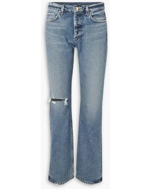 Goldsign Nineties Distressed High-Rise Bootcut Jeans - Blue