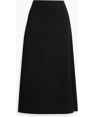 Victoria Beckham Draped Crepe Midi Skirt - Black