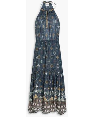 Isabel Marant Metallic Printed Cotton-Blend Gauze Midi Dress - Blue
