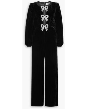 Saloni Camille jumpsuit aus samt mit cut-out und verzierungen - Schwarz