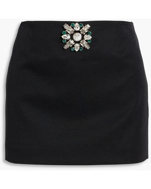 Area Embellished Wool-Twill Mini Skirt - Black