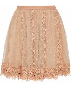 RED Valentino Lace-Paneled Point D'Esprit Mini Skirt - Natural