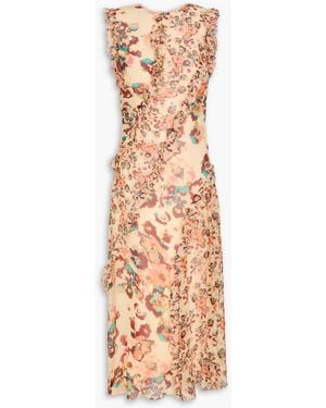 Ulla Johnson Avrelie Ruffled Floral-print Silk-georgette Midi Dress - Natural