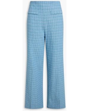Sandro Cotton-blend Tweed Wide-leg Trousers - Blue