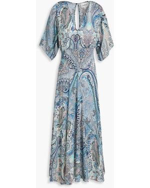 Ba&sh Tie-back Paisley-print Mousseline Midi Dress - Blue