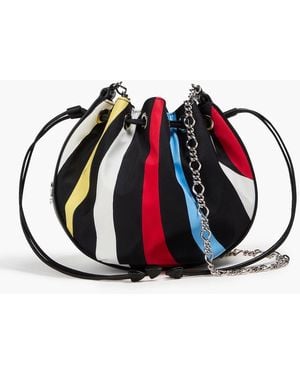 PUCCI Leather-trimmed Printed Silk-twill Cross-body Bag - Red