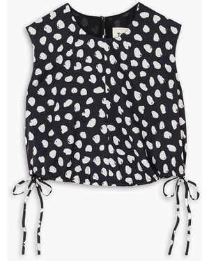 TOVE Cecily Cropped Tie-Detailed Polka-Dot Silk Crepe De Chine Top - Black