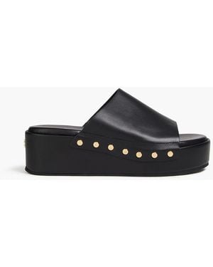 Maje Studded Leather Platform Mules - Black