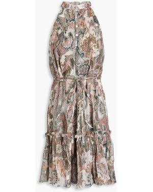 Veronica Beard Dria Ruffled Paisley-Print Silk-Chiffon Mini Dress - Natural