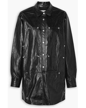 Isabel Marant Ayali Crinkled-Faux Leather Mini Shirt Dress - Black
