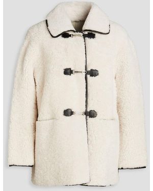 Maje Jacke aus shearling mit lederbesatz - Natur