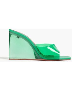 AMINA MUADDI Lupita Pvc Wedge Mules - Green