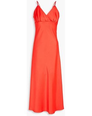 Sandro Crepe De Chine Midi Slip Dress - Red