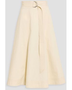 Veronica Beard Facia Belted Cotton-Blend Poplin Midi Skirt - Natural
