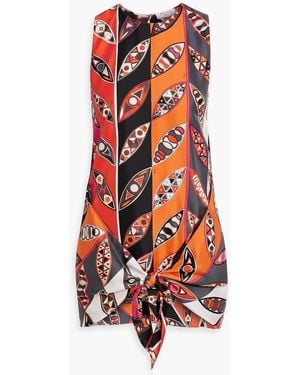 PUCCI Oberteil aus seiden-twill mit print und knotendetail - Weiß